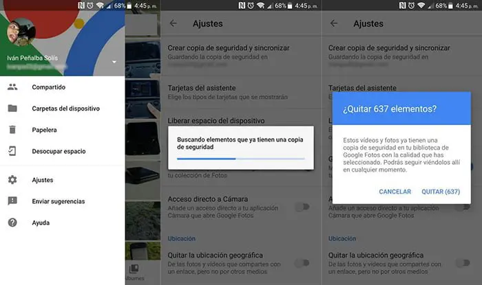 google fotos desocupar espacio