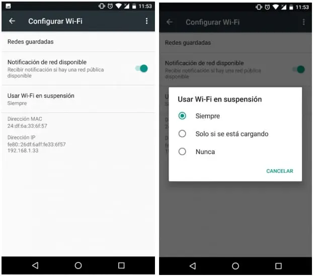 modo wifi en suspensión