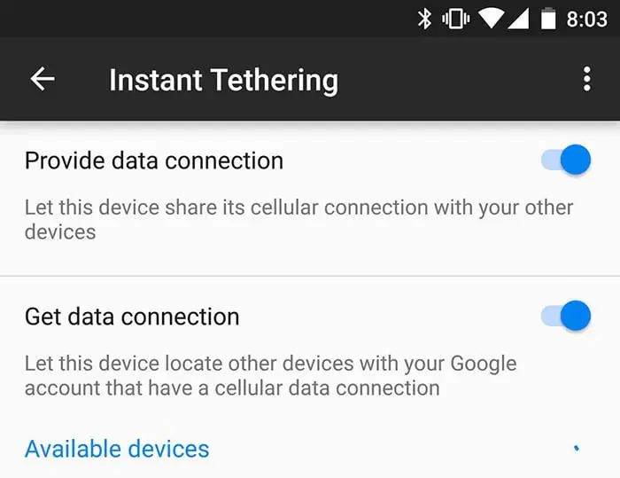 instant tethering