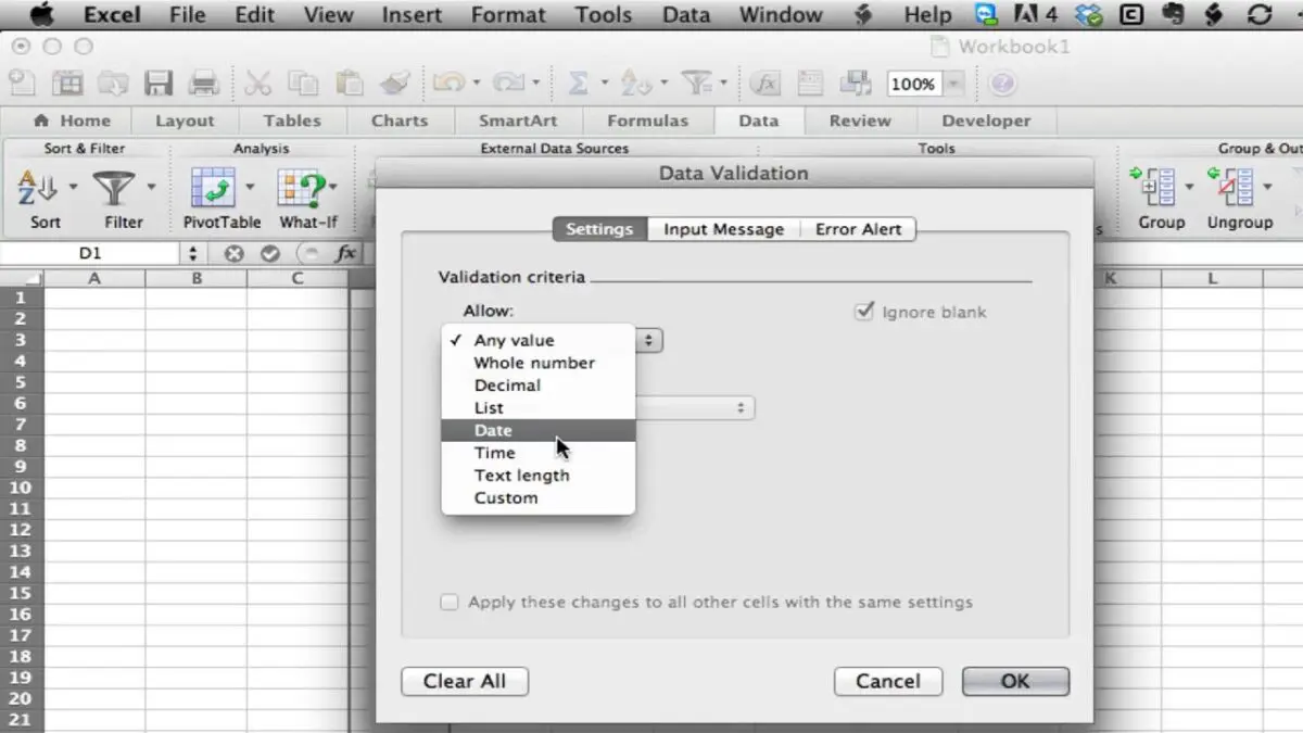 ¿Cómo crear listas desplegables de Excel en Mac?