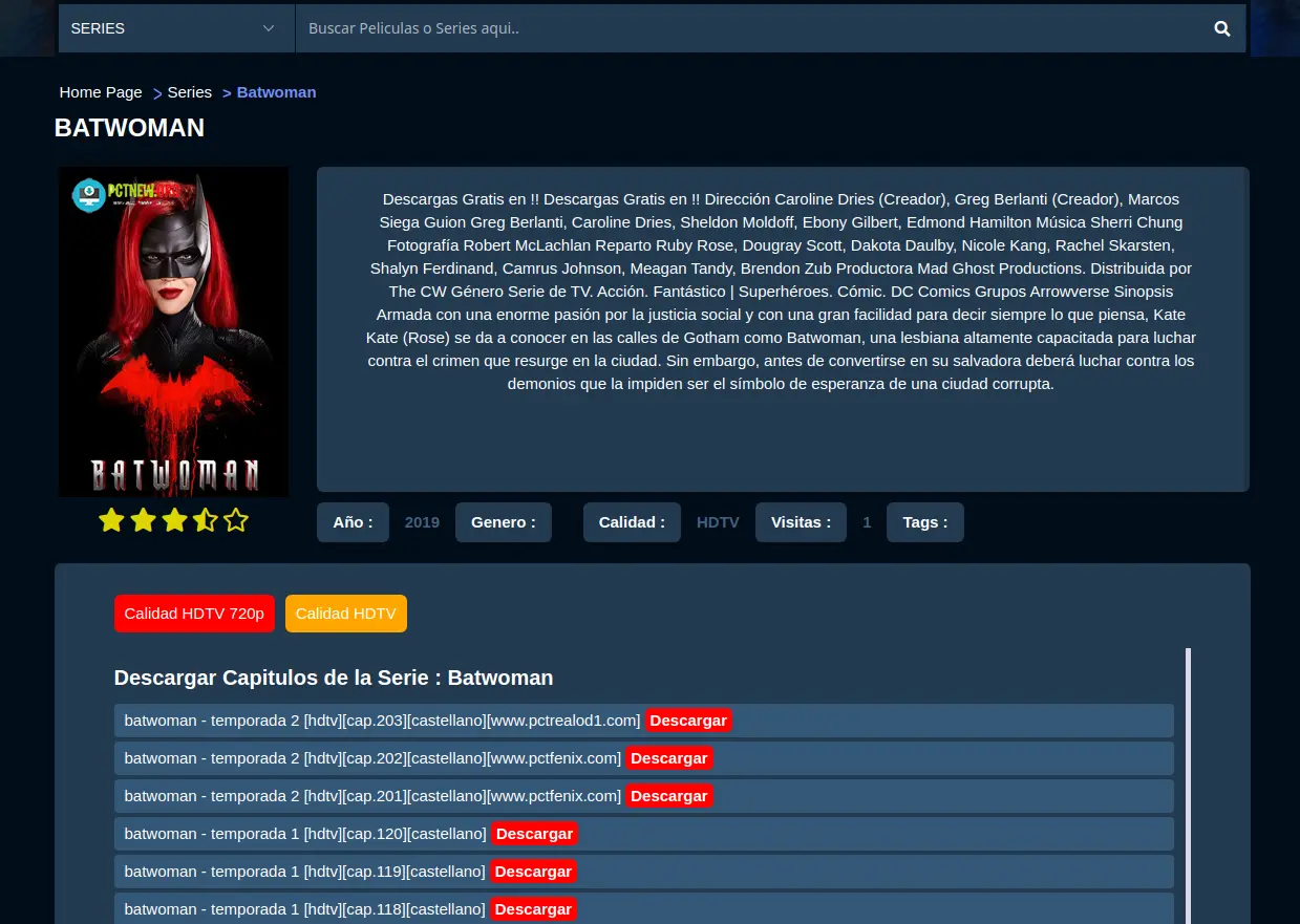 Pctnew, una página para descargar series de TV y películas