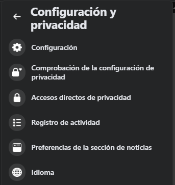 Configuración y privacidad facebook